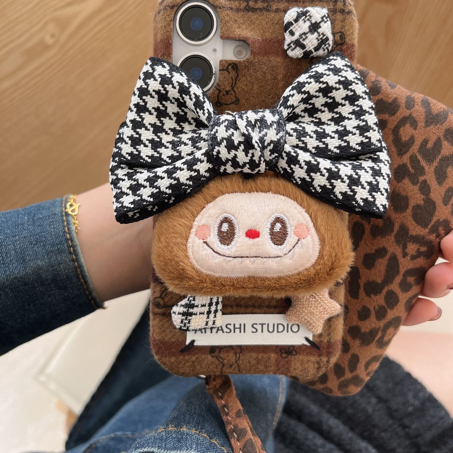 Plush three-dimensional bow cloth iPhone16 Apple 15 suitable for 13/14pro max mobile phone case cover 12