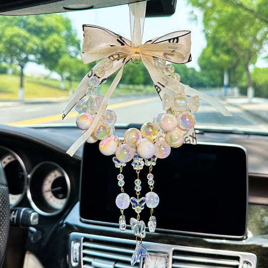 Butterfly pendant car pendant colorful round beads diy beaded car pendant