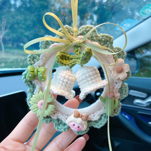 Hand-woven finished lily of the valley flower car pendant car rearview mirror pendant hanging ornament creative car pendant gift