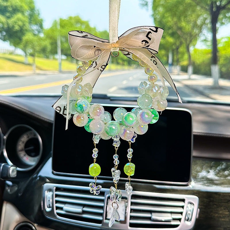 Butterfly pendant car pendant colorful round beads diy beaded car pendant