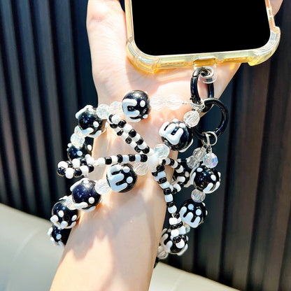 Double chain cake beads beaded mobile phone chain key chain bag pendant car key chain ladies pendant gift