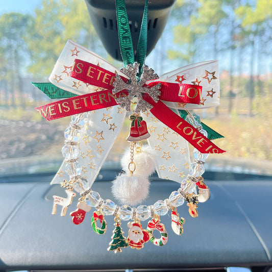 Christmas car pendant snowflake pendant car rearview mirror hanging ornaments for women