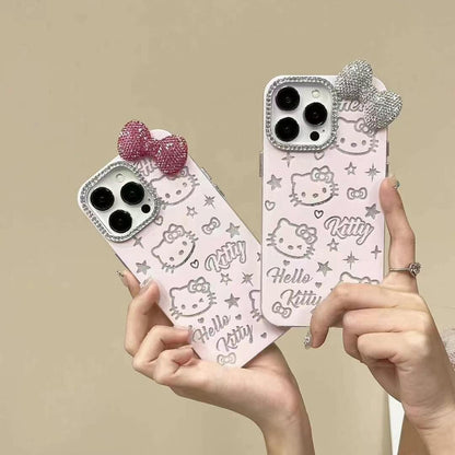 Foundation full screen stars KT cat bow iPhone16 Apple 15 suitable for 13/14pro max mobile phone case 11