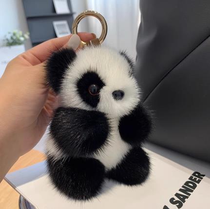 Cute red panda car keychain pendant plush doll bag pendant birthday gift