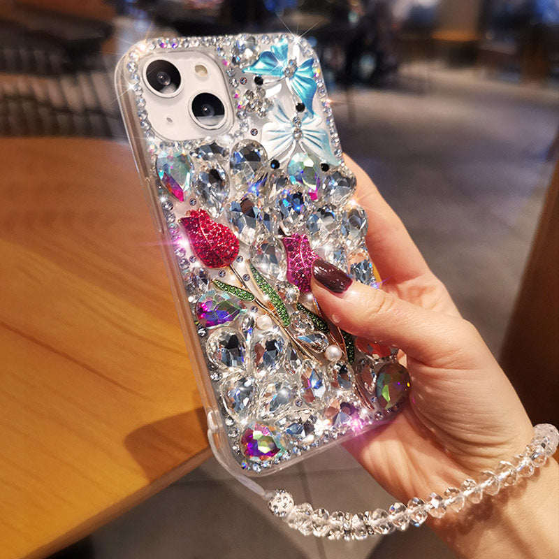 Suitable for iphone15 mobile phone case 14 apple 12 full diamond iPhone13proMAX luxury 14plus rhinestone 11