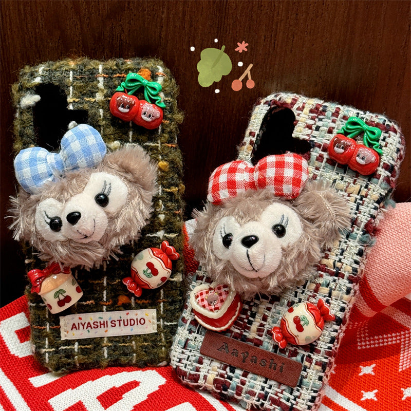 Plush woven pattern three-dimensional plush Shirley Rose iPhone16 Apple 15 suitable for 13/14pro max mobile phone case