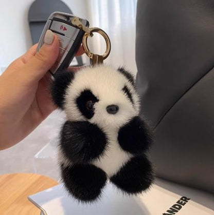 Cute red panda car keychain pendant plush doll bag pendant birthday gift