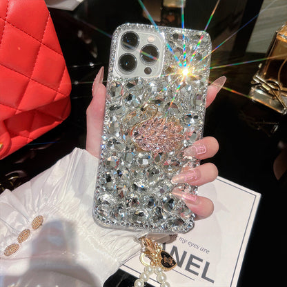 Swan rhinestone full diamond luxury suitable for 16 Apple iPhone 15 promax high-end 13 mini mobile phone case 14