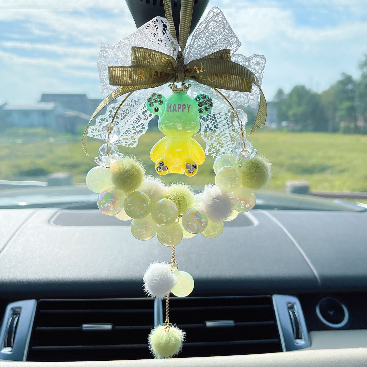 Cute bear car pendant healed rearview mirror pendant pendant car interior accessories car car accessories