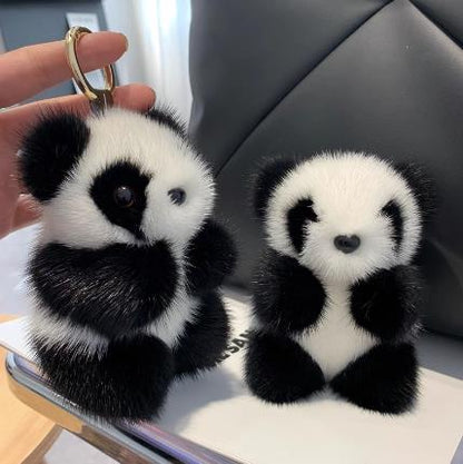 Cute red panda car keychain pendant plush doll bag pendant birthday gift