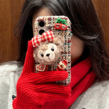 Plush woven pattern three-dimensional plush Shirley Rose iPhone16 Apple 15 suitable for 13/14pro max mobile phone case