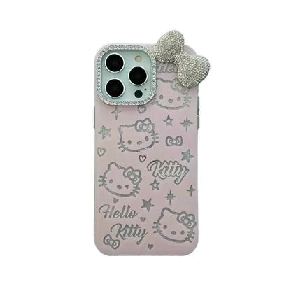 Foundation full screen stars KT cat bow iPhone16 Apple 15 suitable for 13/14pro max mobile phone case 11