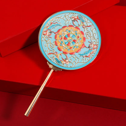 Dunhuang national style handheld makeup mirror flower caisson makeup mirror creative art