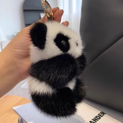 Cute red panda car keychain pendant plush doll bag pendant birthday gift