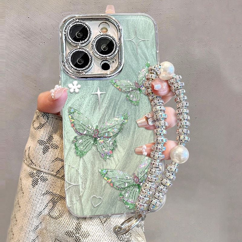 Colorful butterfly new model suitable for iPhone15 mobile phone case iPhone 14pro max13/12 glitter powder