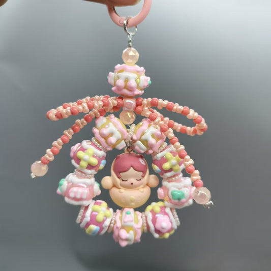 Bubble Mart hand-painted beads mobile phone chain heavy beading