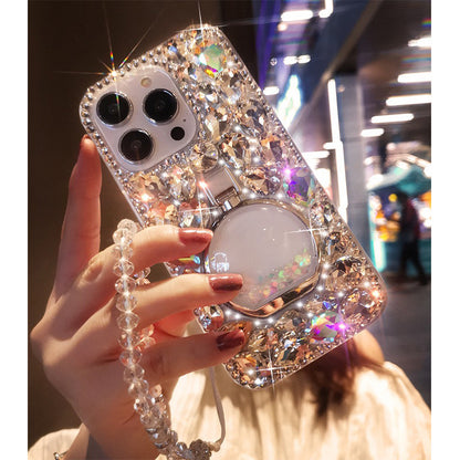 Suitable for iPhone14/15promax luxury full diamond phone case Apple 16/13 rhinestone perfume bottle ring buckle