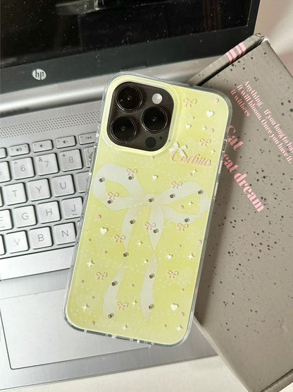 Yellow bow diamond mobile phone case