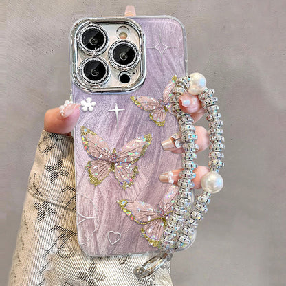 Colorful butterfly new model suitable for iPhone15 mobile phone case iPhone 14pro max13/12 glitter powder