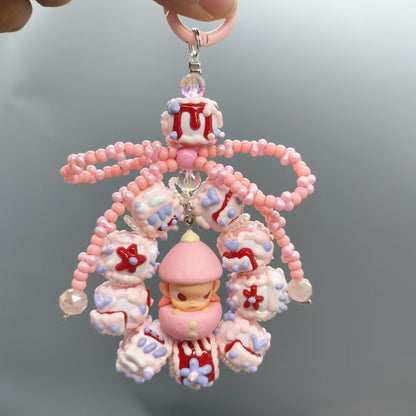 Bubble Mart hand-painted beads mobile phone chain heavy beading