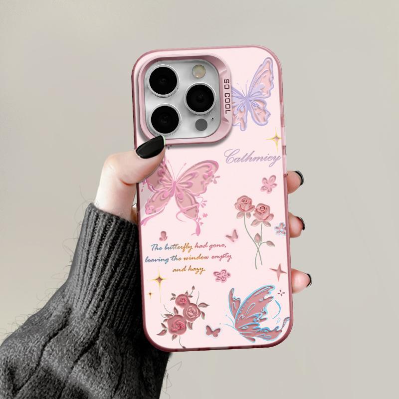 Butterfly Rose is suitable for Apple 16Promax mobile phone case with large hole and anti-fall 16PRO Symphony