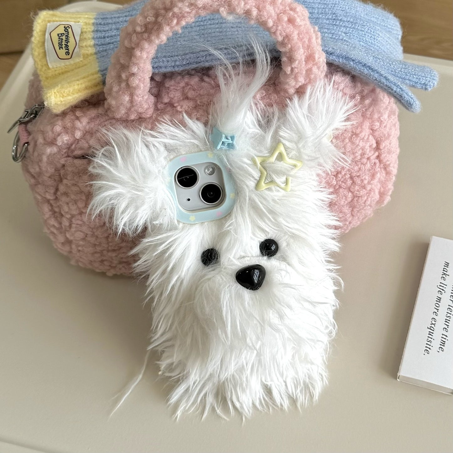 Autumn and winter plush cute West Highland dog iPhone16 Apple 15 suitable for 13/14pro max mobile phone case 12