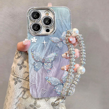 Colorful butterfly new model suitable for iPhone15 mobile phone case iPhone 14pro max13/12 glitter powder