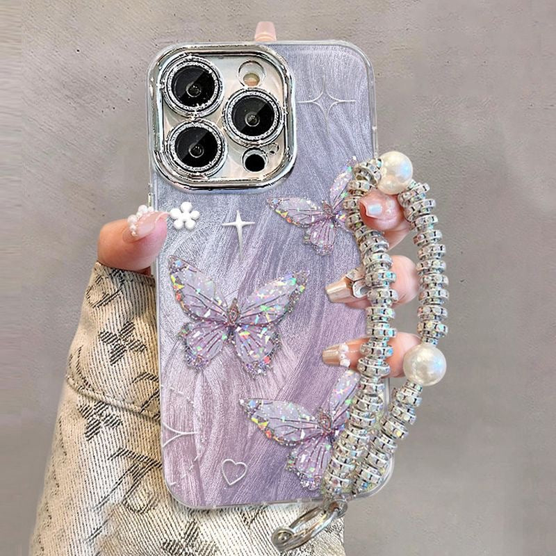 Colorful butterfly new model suitable for iPhone15 mobile phone case iPhone 14pro max13/12 glitter powder