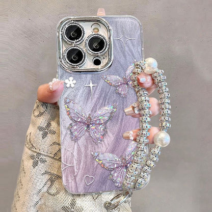 Colorful butterfly new model suitable for iPhone15 mobile phone case iPhone 14pro max13/12 glitter powder