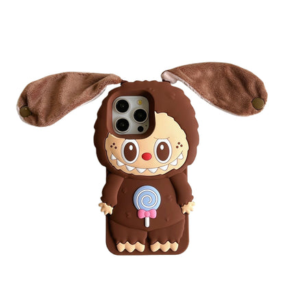 Cute plush ear pull cloth iPhone15 Apple 12 suitable for 13/14pro max phone case anti-fall 11