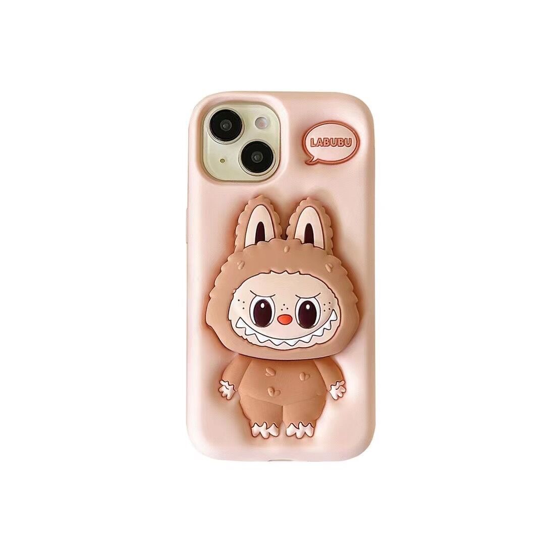 Cartoon cute Labubu telescopic stand for iPhone16, Apple 15, suitable for 13/14pro max mobile phone case 11