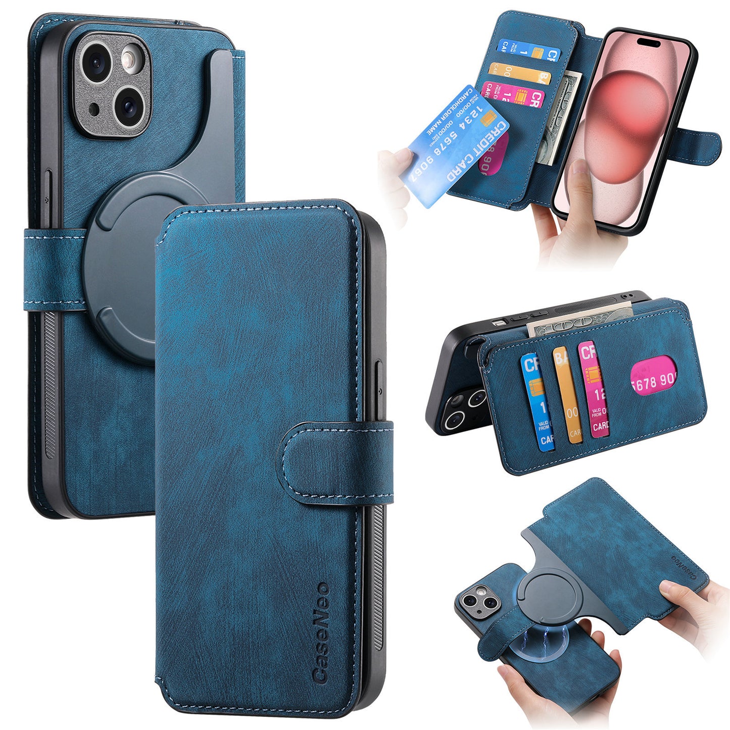 New magnetic separation suitable for Apple 16 mobile phone case Magsafe strong magnetic iPhone 15 flip leather case 14 cases