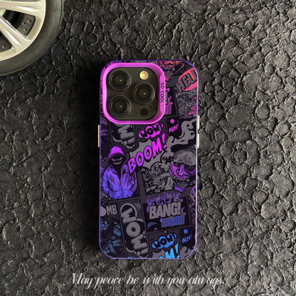 Suitable for iPhone16 mobile phone case iPhone15promax graffiti case dark style