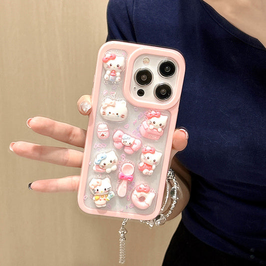 Three-dimensional cat suitable for iPhone 16 mobile phone case iphone15promax Epoxy 13 cartoon 12/14