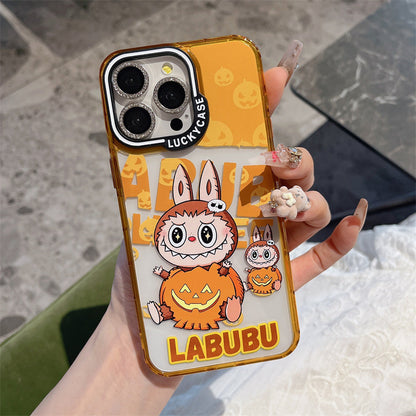 Cartoon vitality leopard print labubu iPhone14/13 suitable for iPhone16/15PROMAX mobile phone case anti-fall cover