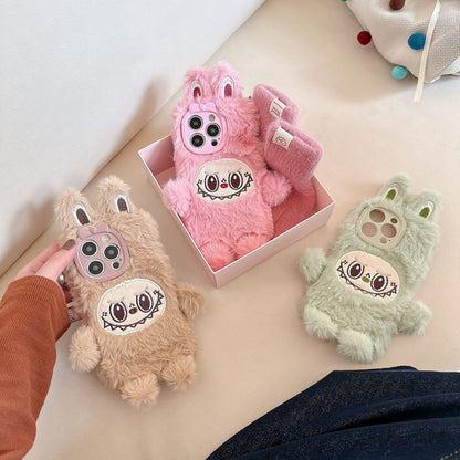 Autumn and winter plush cute lab cloth iPhone16 Apple 15 suitable for 13/14pro max mobile phone case anti-fall cover