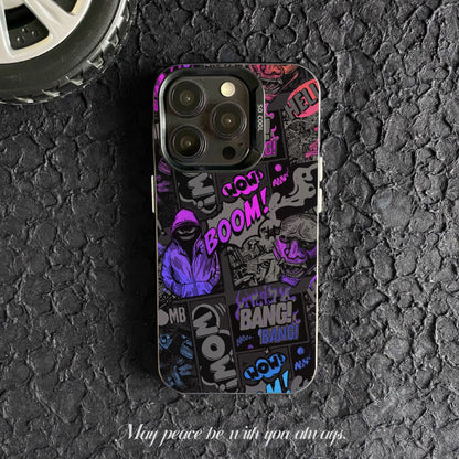 Suitable for iPhone16 mobile phone case iPhone15promax graffiti case dark style