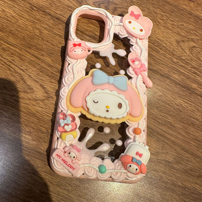 Suitable for iphone14promax apple finished product cream glue cute mobile phone case Sanrio cinnamon dog Melokulomi