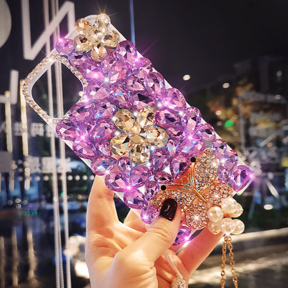 Suitable for iphone15/16 diamond phone case butterfly pendant apple 14 creative 13 full diamond personality 12/13 set