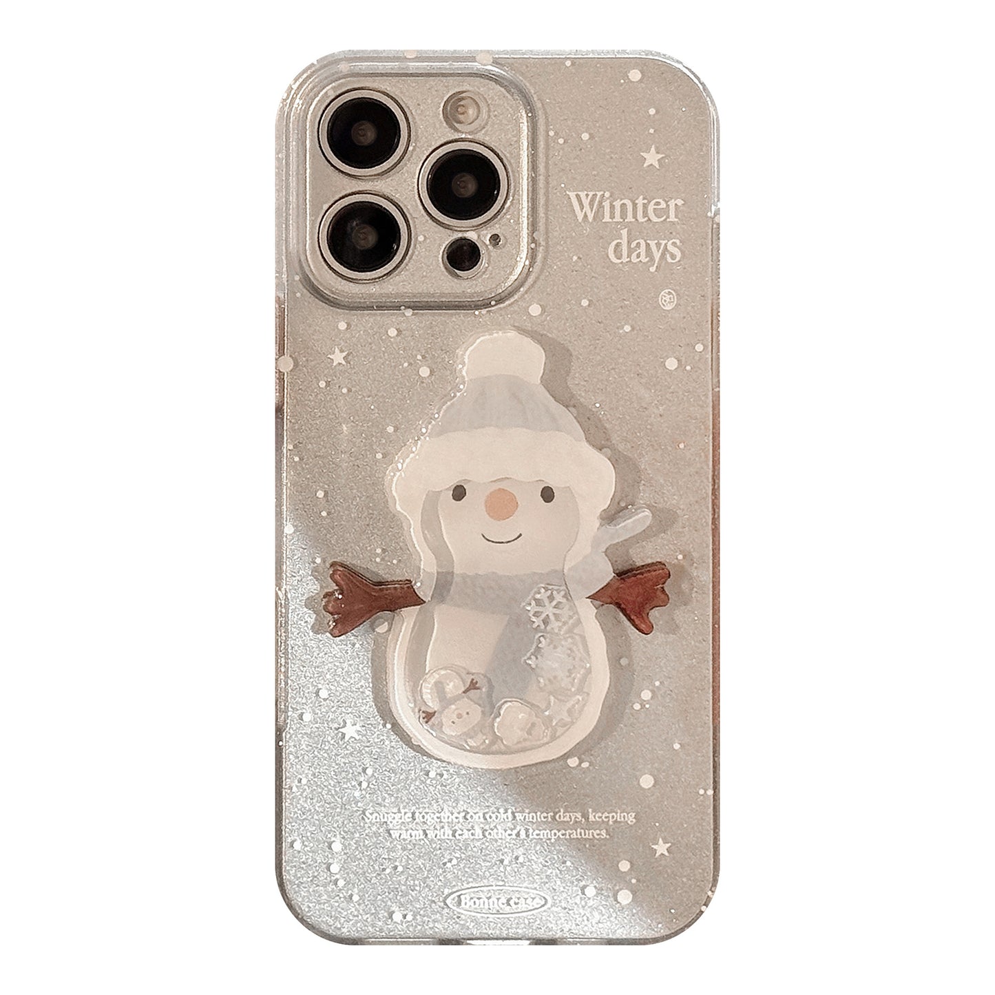 Winter snowman shaker suitable for iphone16 mobile phone case glitter iphone15promax14