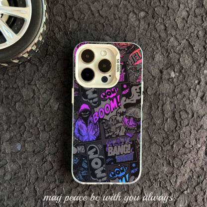 Suitable for iPhone16 mobile phone case iPhone15promax graffiti case dark style