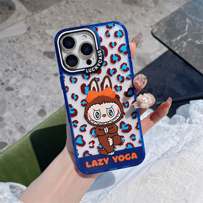 Cartoon vitality leopard print labubu iPhone14/13 suitable for iPhone16/15PROMAX mobile phone case anti-fall cover