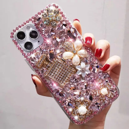 Suitable for iPhone15/14 female creative mobile phone case suitable for iPhone16Pro full diamond perfume bottle full package silicone