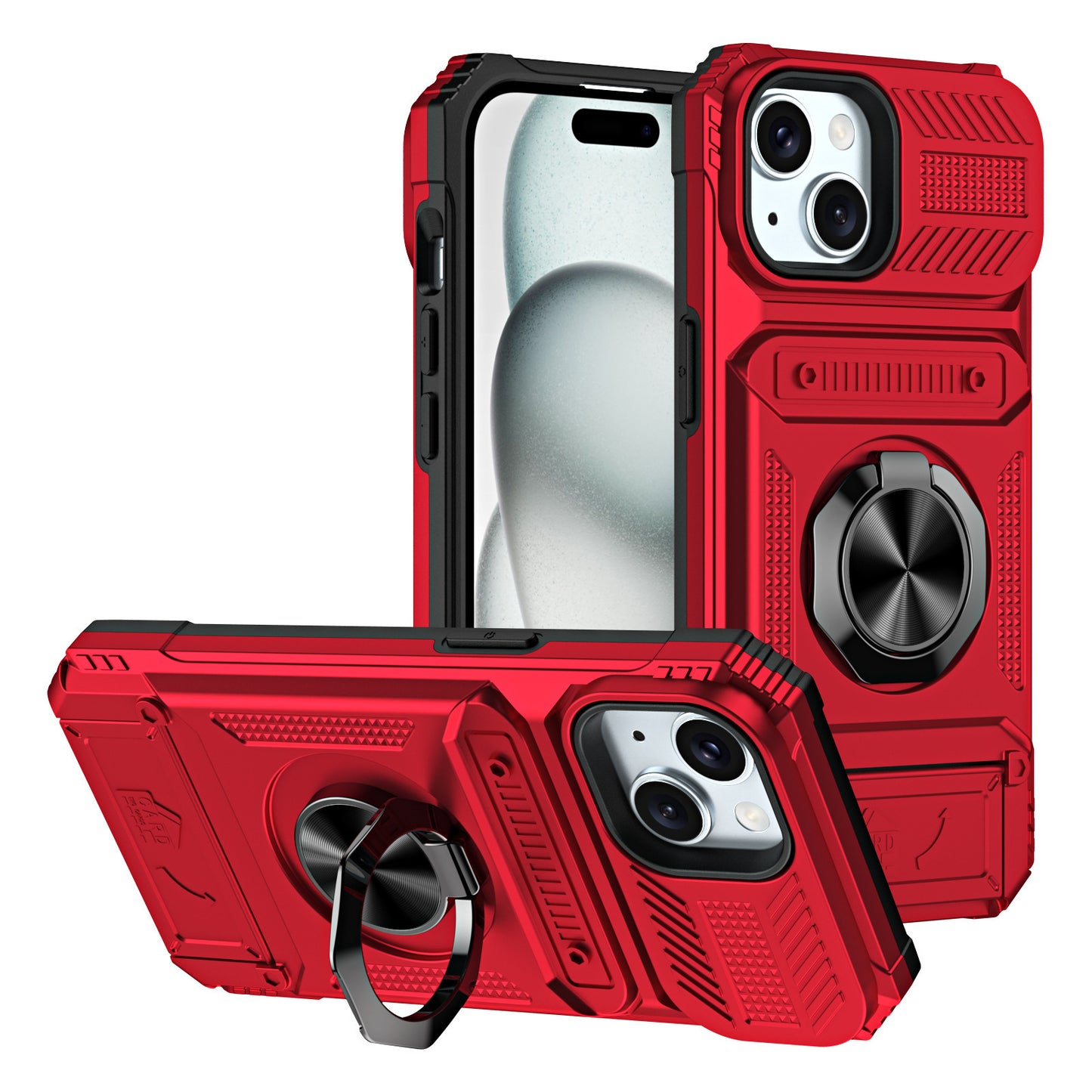 Suitable for iPhone16ProMax mobile phone case hidden card iPhone15 car magnetic 14 ring holder