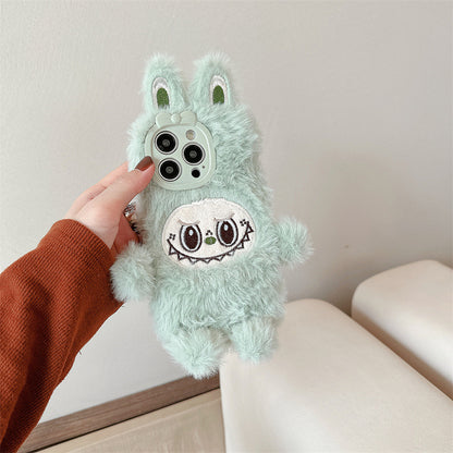 Autumn and winter plush cute lab cloth iPhone16 Apple 15 suitable for 13/14pro max mobile phone case anti-fall cover