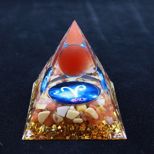 Luminous version Twelve constellations acrylic resin crystal pyramid desktop car handmade ornaments