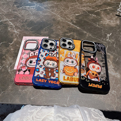 Cartoon vitality leopard print labubu iPhone14/13 suitable for iPhone16/15PROMAX mobile phone case anti-fall cover