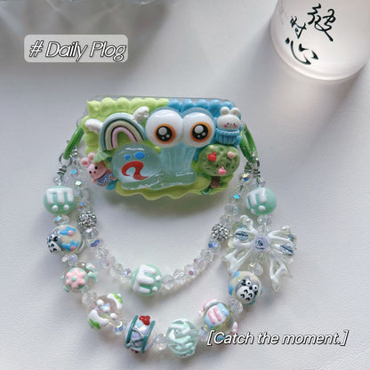 DIY hand-painted beads mobile phone short chain double chain mobile phone back clip chain