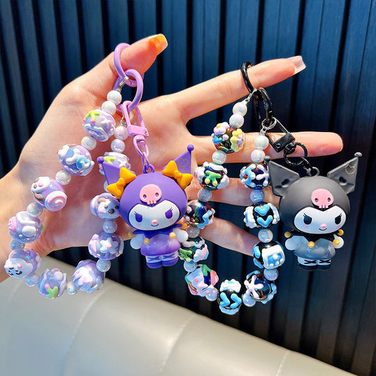 Kuromi DIY beaded bracelet keychain car bag pendant keychain doll gift