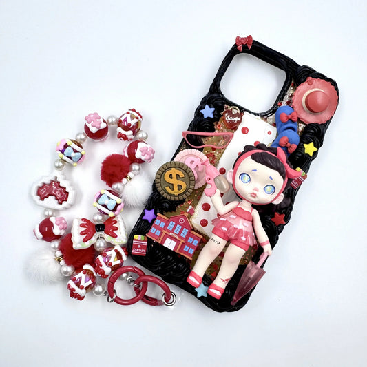 DIYYOYO Handmade cream Laura iphone 13 promax phonecase with phonechain